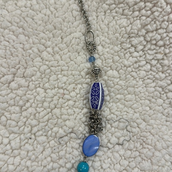 Premier Designs Blue Lagoon Turquoise Beaded Necklace Purple Silver Tone - Picture 5 of 10